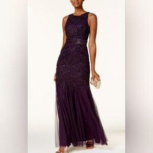 Adrianna Papell Women's Fully Beaded Long Evening Gown
